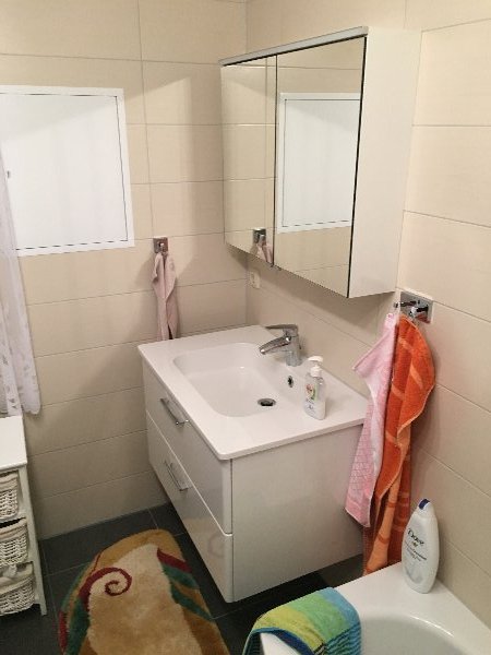 Waschtischanlage mit Unterschrank und Spiegelschrank