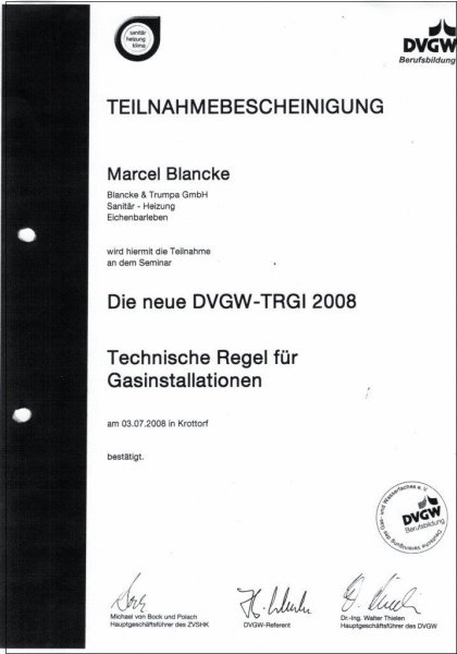 Die neue DVGW-TRGI 2008, Technische Regel für Gasinstallationen